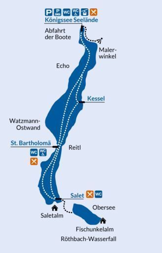 Mapa del lago Königssee, en Baviera